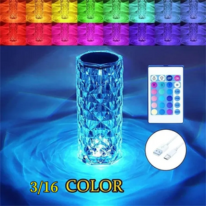 WePro™ Crystal Table Lamp 16 Colors USB Touch Lamp Room Decoration Crystal Night Light