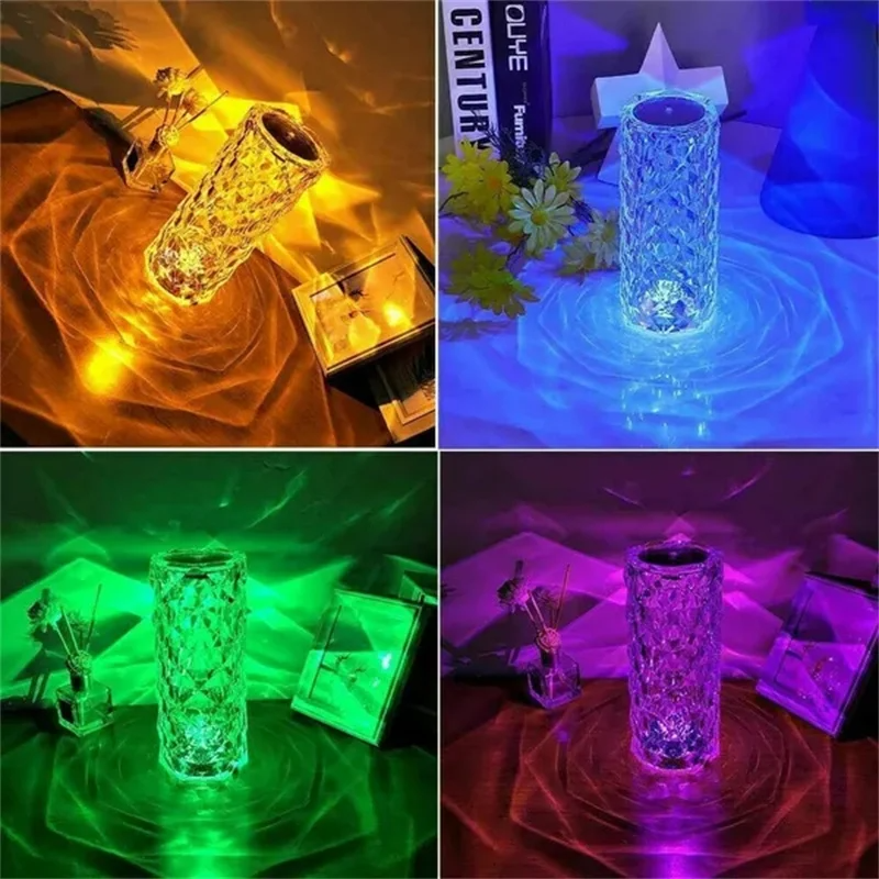 WePro™ Crystal Table Lamp 16 Colors USB Touch Lamp Room Decoration Crystal Night Light